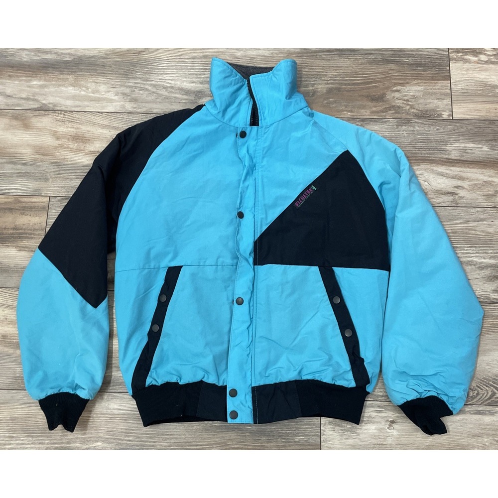 Kichatna Designs Mens M Black‎ Blue Fleece Jacket Zip Up